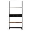vidaXL Bookshelf Bookcase Standing Shelves Rough Mango Wood and Coated Iron - 31.5" - 3 of 4