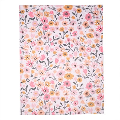 Luxurious Pink Floral Fleece Baby Blanket with Faux Shearling