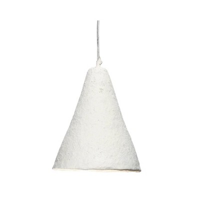 White Paper Mache Cone Pendant Light, 10.25" Diameter