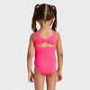 Toddler Girls' Jacquard Floral One Piece Swimsuit - Cat & Jack™ Bright Pink - 2 of 3