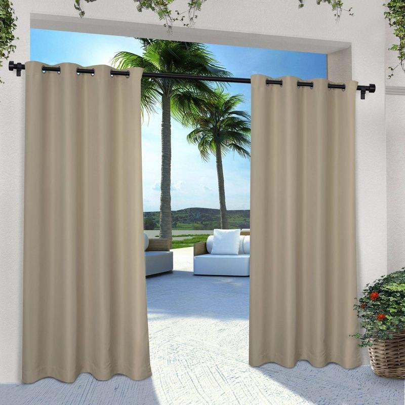 Set of 2 Indoor/Outdoor Solid Cabana Grommet Top Curtain Panels - Exclusive Home, 1 of 8