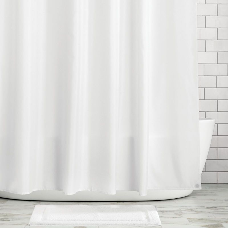 mDesign Heavy Duty Flat Weave Polyester Shower Curtain Liner, 1 of 9