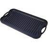 Pre-Seasoned Cast Iron Reversible Rectangular Grill/Griddle, Black,20inch x 10inch - 3 of 4