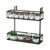 Metal Flower Pot Holder with Adjustable Hooks – 2-Tier Railing Planter Basket Stand, Hanging Plant Shelf for Balcony, Porch, Deck or Fence - 2 of 4