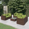 vidaXL 7 Piece Patio Lounge Set with Cushions - Durable and Modifiable Poly Rattan Outdoor Sofa Set with Coffee Table - Brown Rattan, Green Cushions - 2 of 4