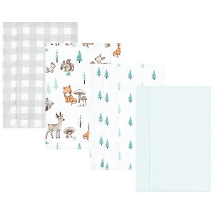 Luvable Friends Hudson Baby Flannel Burp Cloths 4pk Set - 1 of 2