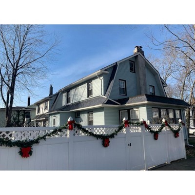 Lush Two-Tone Faux-Pine Outdoor Christmas Garland with Ribbon Accents