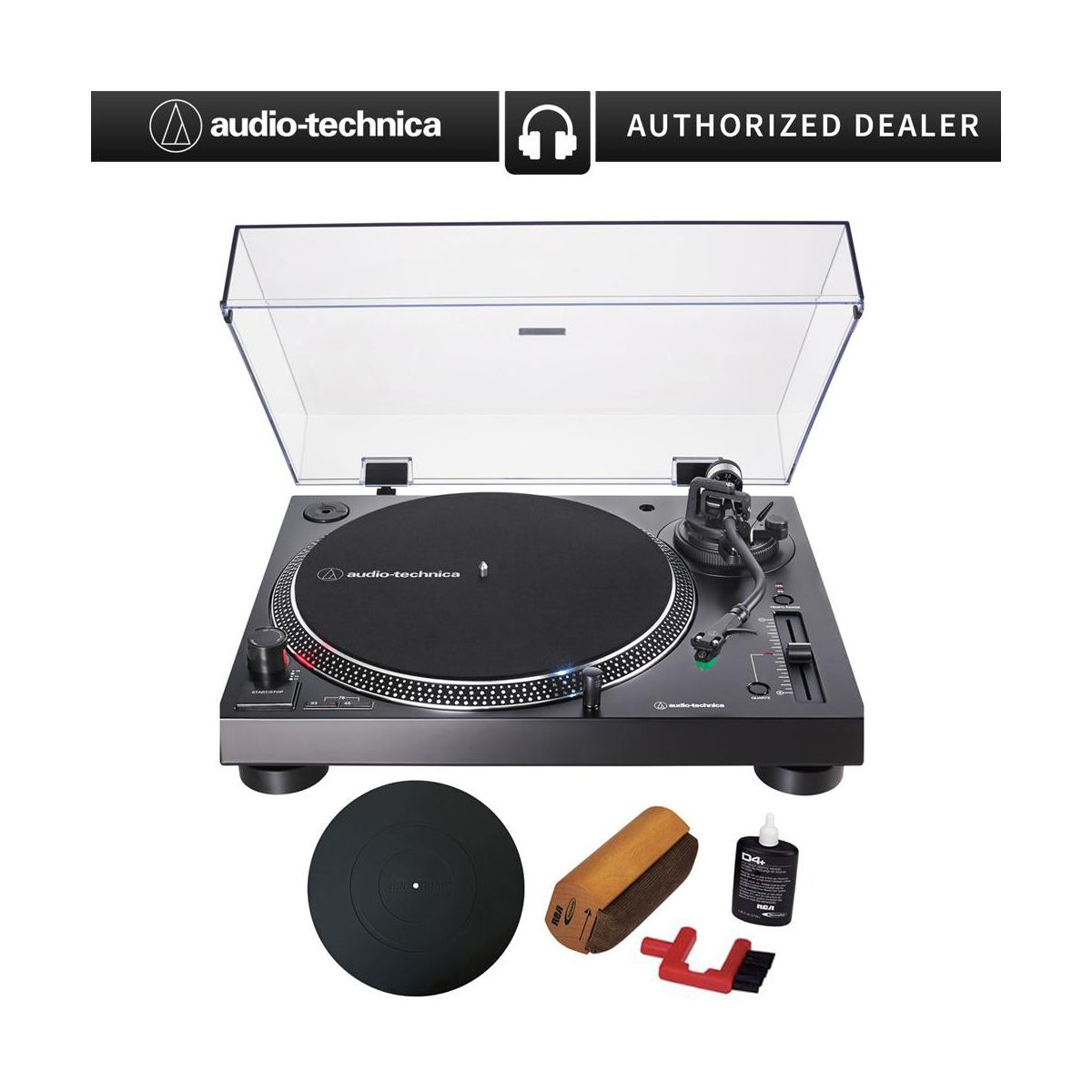 Audio-Technica Direct-Drive Turntable Analog & USB, Black with Essentials Bundle - thumbnail 7