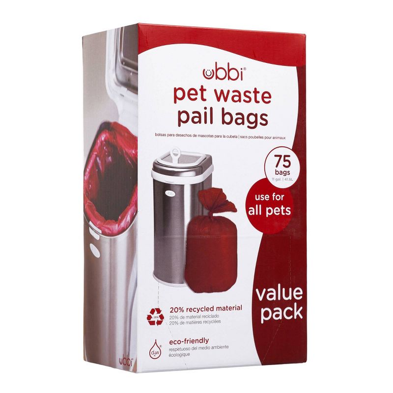 Ubbi Dog and Cat Waste Pail Disposable Bags - Red - 75ct, 1 of 6