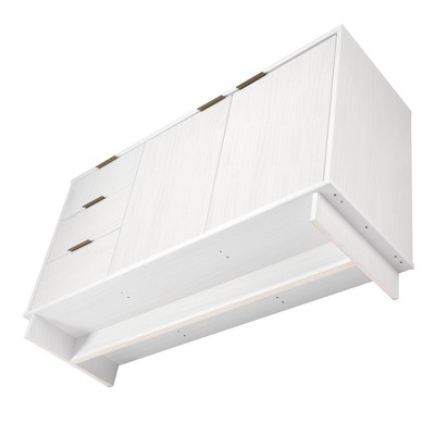 Granville 55" White Modern Buffet Sideboard with Ribbed Drawers