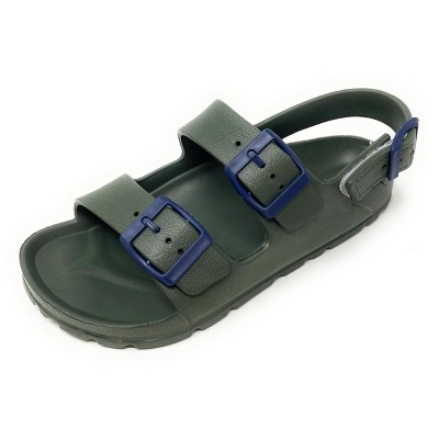 JEFFRICO Boys Comfort Double Buckle Sandals Kids Adjustable Back Strap EVA Water Sandals Slides