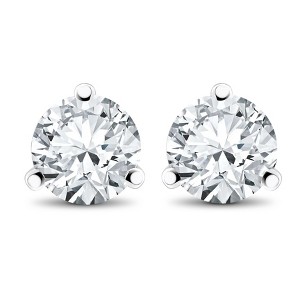 Pompeii3 3/4 ct TDW Diamond 3-Prong Martni Studs - 1 of 4
