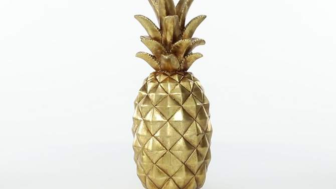 14&#34; Decorative Polystone Pineapple Figurine Gold - Olivia &#38; May, 2 of 8, play video
