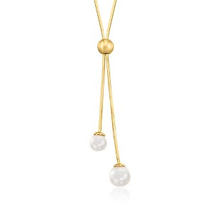Ross-Simons Italian 6-8mm Cultured Pearl Lariat Necklace in 18kt Gold Over Sterling Size 22 - 1 of 3