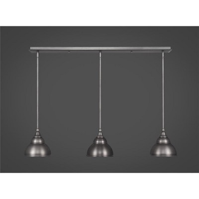 Toltec Lighting Any 3 - Light Chandelier in  Brushed Nickel with 7" Brushed Nickel Double Bubble Metal Shade Shade