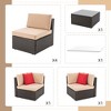 Celebalcony 7-Piece All-Weather Wicker Patio Set – Outdoor Sectional Sofa with Cushions, Pillows & Glass Coffee Table Beige - 4 of 4