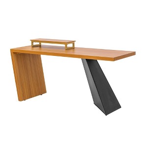 63" Computer Desk, Rectangular Writing Table with Wood Legs and Thickened Desktop, Modern Simple Executive Desk Workstation for Home Office, Walnut - 1 of 4