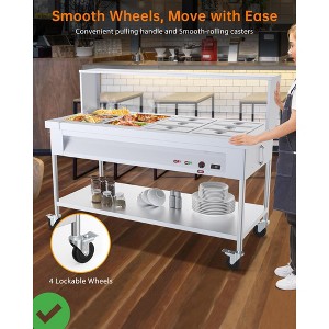 Commercial Food Warmer 96QT 1500W 110V Electric Steam Table 12x8QT 12-Pans w/ Acrylic Shield Stainless Steel - 1 of 4