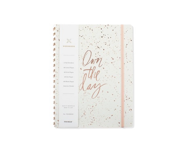 Faux Leather Multi-ruled Journal with Dividers and Pocket White/ Rose Gold- Fringe