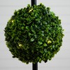 Nearly Natural 45-in UV Resistant Artificial Triple Ball Boxwood Topiary with LED Lights in Decorative Planter (Indoor/Outdoor) - 3 of 4