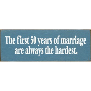 Slickblue Marriage Humor Wood Sign, 3.5x10 Solid Pine, Routed Slot & Shelf Edges, Multiple Colors - 1 of 3