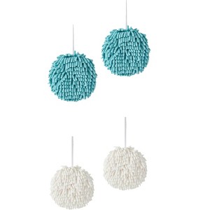 REGALWOVEN Soft Absorbent Fluffy Chenille Ball Bathroom Hand Towels with Wall Hook 4 Pack - 1 of 4