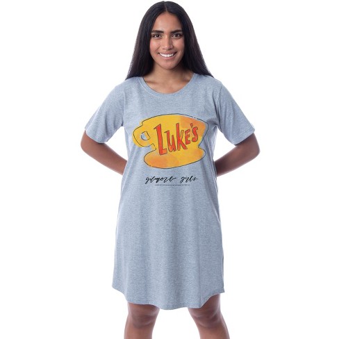 Gilmore Girls Womens' Luke's Diner Logo Nightgown Sleep Pajama Shirt Grey - image 1 of 3