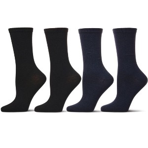 Memoi Women's 4 Pair Pack Solid Buttersoft Crew Socks - 1 of 4