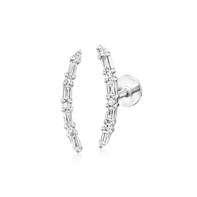 Pure Collection by Ross-Simons 0.10 ct. t.w. Diamond Flat-Back Ear Climbers in Sterling Silver