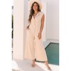 Amaryllis Women’s Sleeveless Ribbed Wide Leg Jumpsuit Button Front Relaxed Fit One-Piece Lounge Jumpsuit - 2 of 4