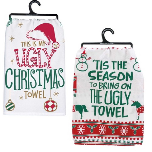 Hang your kitchen towels like this for Christmas! Just need 2 hand