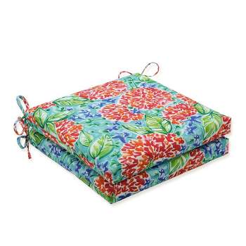Floral Garden Blooms 2pc Outdoor Seat Cushion Set Pink - Pillow Perfect