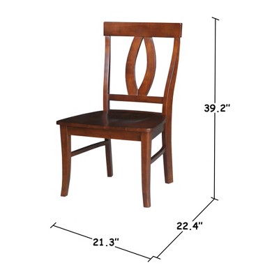 Espresso High Back Solid Wood Side Chairs, Set of 2