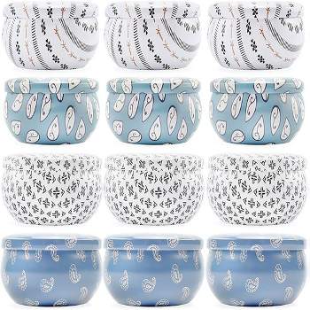 Darware Boho Metal Candle Tins, 12pk; 2oz European Style Containers for Storage, Parties, Weddings, Jewelry, Candy and Tea Stash