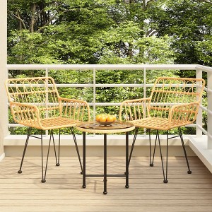 vidaXL 3 Piece Patio Dining Set Poly Rattan - 1 of 4