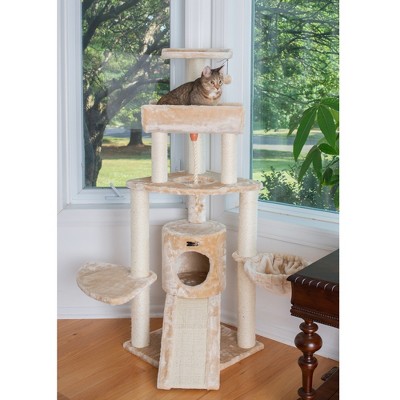 Beige Sisal and Faux Fur Multi-Level Cat Tree