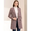Allegra K Women's Double Breasted Notched Lapel Plaid Overcoat with Pockets - 3 of 4