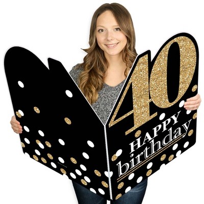 Big Dot of Happiness Adult 40th Birthday - Gold - Happy Birthday Giant Greeting Card - Big Shaped Jumborific Card