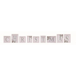 Transpac Wood 54.13 in. Off-White Christmas Letter Decor Set of 9 - 1 of 2