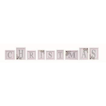 Transpac Wood 54.13 in. Off-White Christmas Festive Letter Decor Set of 9