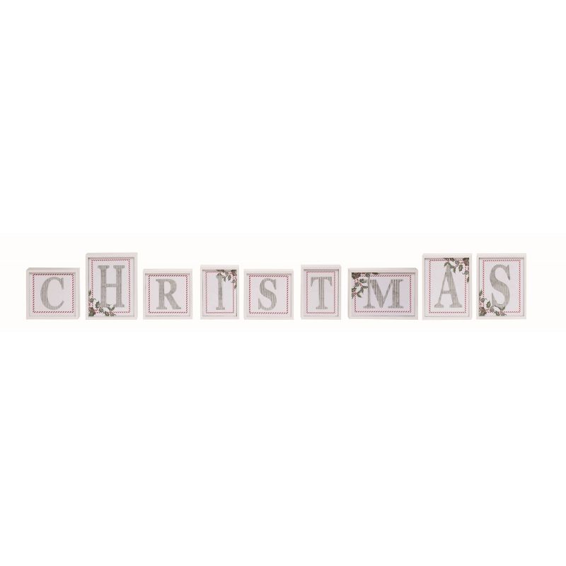 Transpac Wood 54.13 in. Off-White Christmas Festive Letter Decor Set of 9, 1 of 2