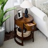 Costway  Side End Table with Drawer Storage Shelf Classic Accents Nightstand Walnut Elliptical - 4 of 4