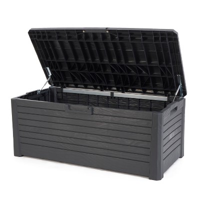Toomax Florida Gray UV Resistant Lockable Deck Storage Box Bench, 145 Gal