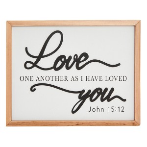 Faithful Finds Wooden Farmhouse Christian Wall Decor Sign, John 15:12 Bible Verse, Love One Another As I Have Loved You (12 x 15 In) - 1 of 4