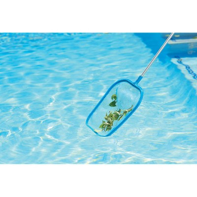 Blue Polypropylene Pool Leaf Skimmer with 4-Foot Aluminum Pole