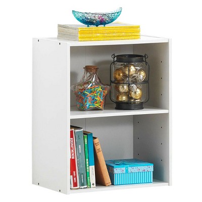 Costway 2 Tier Open Shelf Night Stand End Table Sofa Side Storage Display Furni White