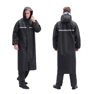 Swtroom Waterproof Raincoat Men's Long Rain Jacket Lightweight Rainwear Reflective Reusable with Hood - 1 of 4