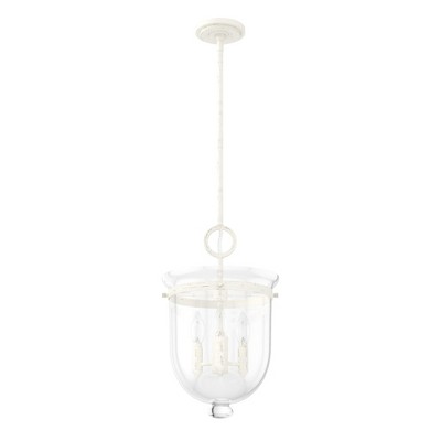 Hunter Fans 11" Belltown Ceiling Light Rustic White Pendant 3 Bulb Dimmable
