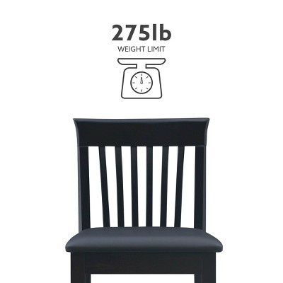 Torino Black Wood and Faux Leather Counter Stool, 24" Seat Height