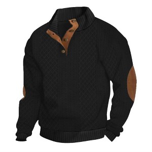 Men's Premium  Sweatshirts: Casual Stand-Up Collar Long-Sleeve Jacquard Knit Hoodie Comfortable Fall & Winter Wear - 1 of 3